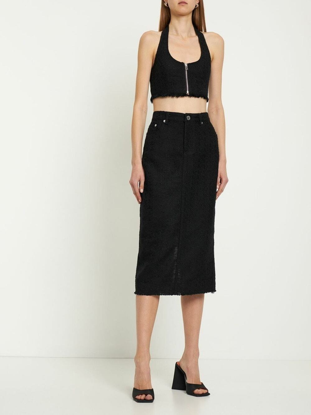 Staud Guinevere Stretch Midi Skirt black size 4